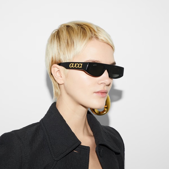 NEW GUCCI GG1771S 001 GEOMETRIC BLACK GREY WOMEN SUNGLASSES GUCCI - Picture 2 of 13